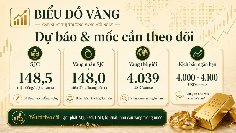 Dự báo giá vàng sau phiên 15/7/2026 và các mốc cần theo dõi